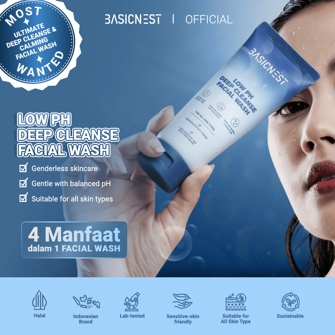 BASICNEST Low Ph Deep Cleanse Facial Wash | Gentle Facial Wash bantu Meredakan Jerawat dan Kemerahan